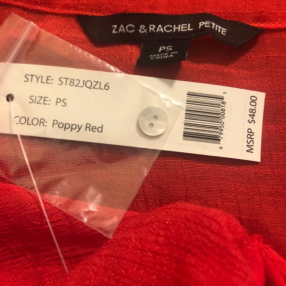 Zac & Rachel Petite Poppy Red Tie-Front Blouse - Picture 13 of 13